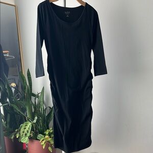 Isabel Maternity Black Ruched Cowl Neck Dress M